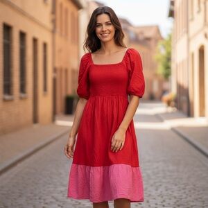 Robert Louis Vibrant Red Midi Dress